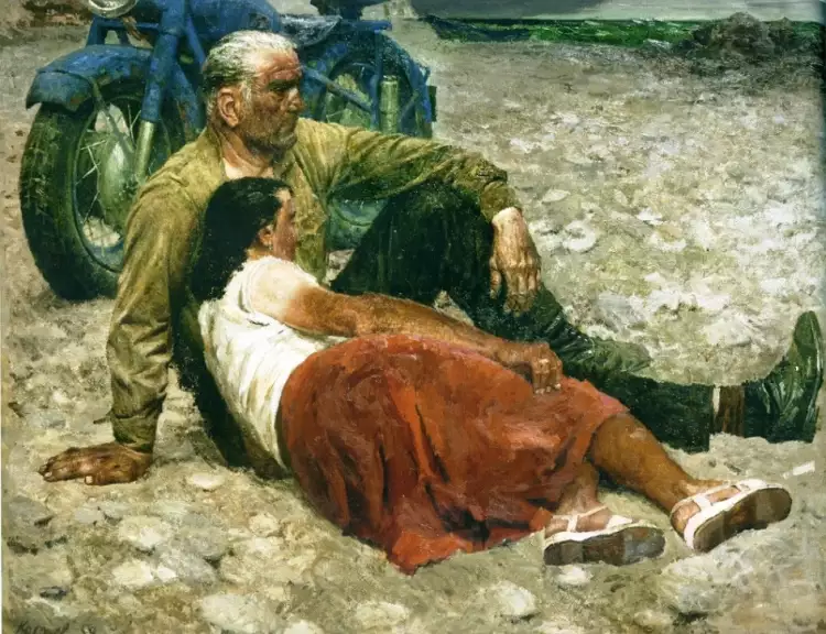 Гелий Коржев. Картина «Влюбленные», 1959