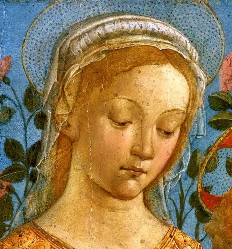 Renaissance. Andrea del Verrocchio. Madonna and a child resting on a parapet. Fragment Renaissance. Andrea del Verrocchio. Madonna and a child resting on a parapet. Fragment