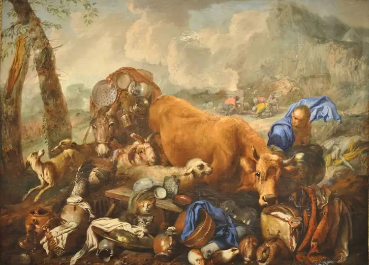 Джованни Кастильоне. Картина «Жертвоприношение Ноя после Всемирного потопа», 1650