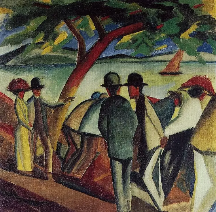 Август Маке. Картина «Ходоки на озере», 1912