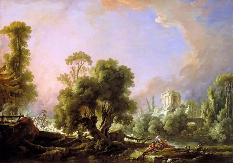 Landscape. François Boucher. Pastoral landscape Landscape. François Boucher. Pastoral landscape