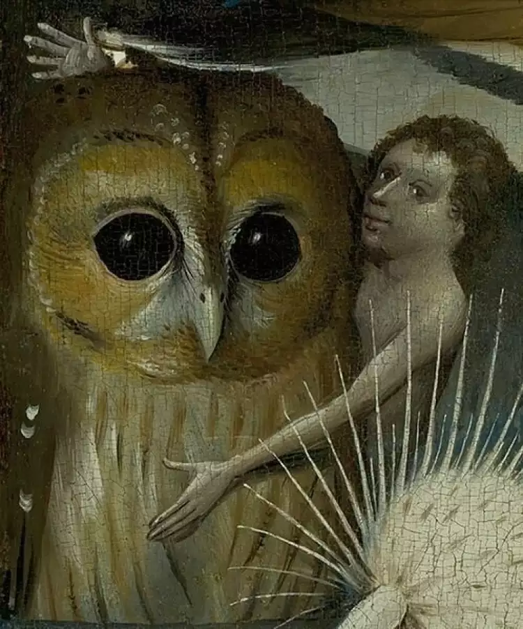 Совы на картинах Босха. Сад земных наслаждений. Фрагмент_1 Совы на картинах Босха. Сад земных наслаждений. Фрагмент_1