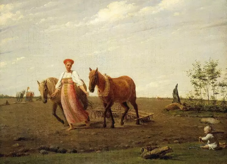 Весна на картинах. Венецианов Алексей. «На пашне. Весна», 1820-е