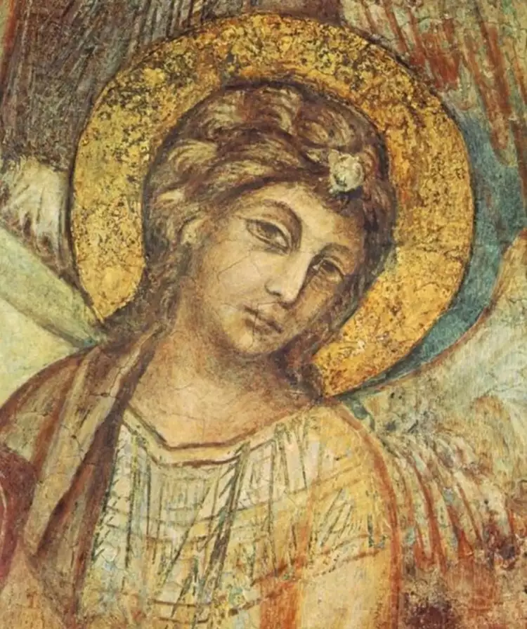 Чимабуэ. Ангел, деталь фрески «Мадонна»