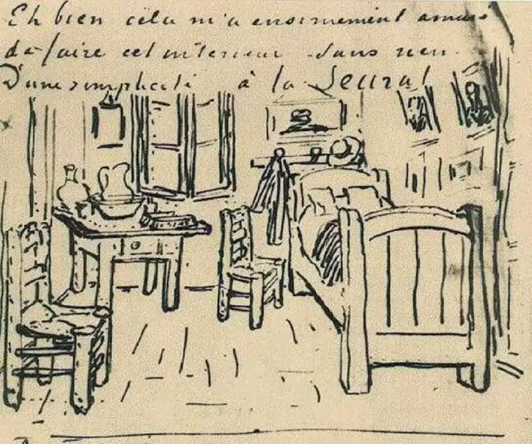 Винсент Ван Гог. Эскиз «Спальня в Арле» (из письма к Полю Гогену), 1888 Винсент Ван Гог. Эскиз «Спальня в Арле» (из письма к Полю Гогену), 1888
