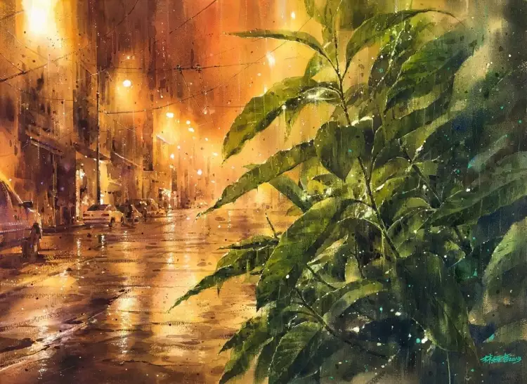 Акварель. Лин Чинг Че. «Дождь», 2000-е годы