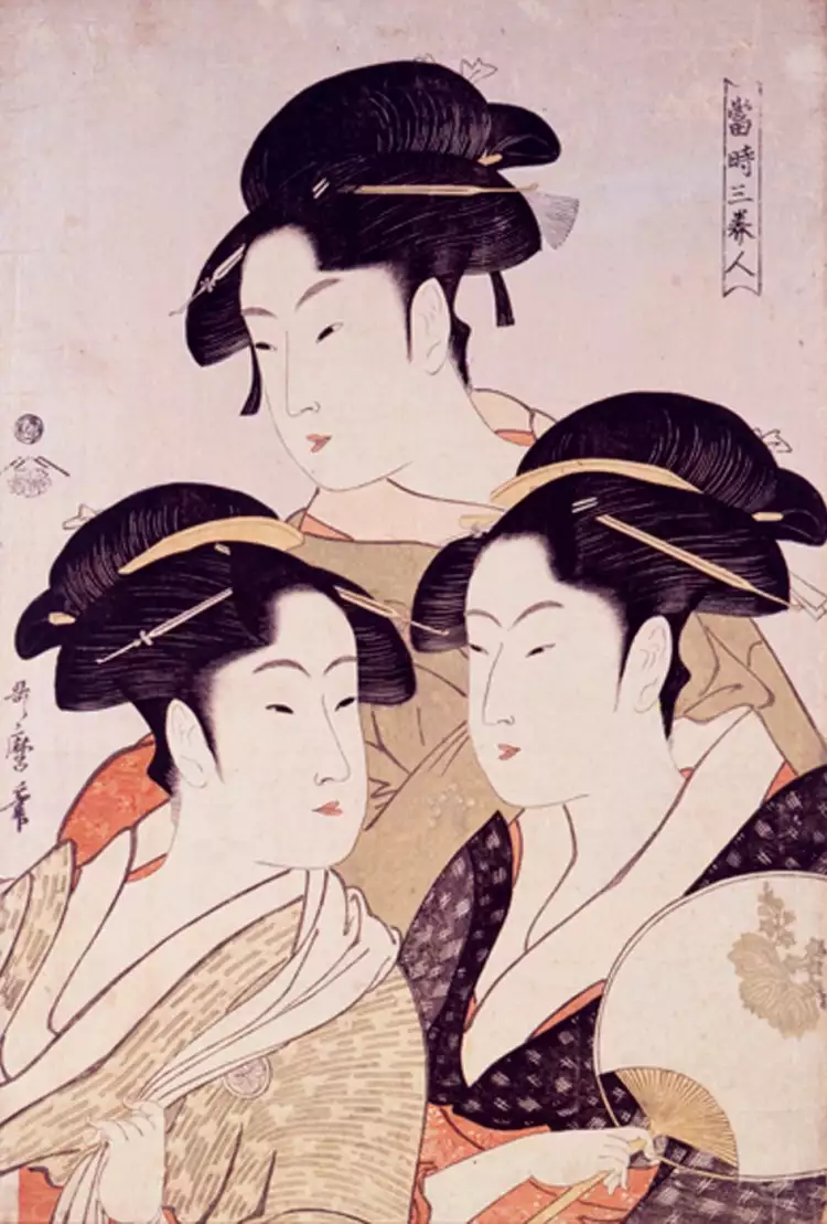Графика. Утамаро Китагава. «Три знаменитые красавицы» (Гравюра), 1793 Графика. Утамаро Китагава. «Три знаменитые красавицы» (Гравюра), 1793