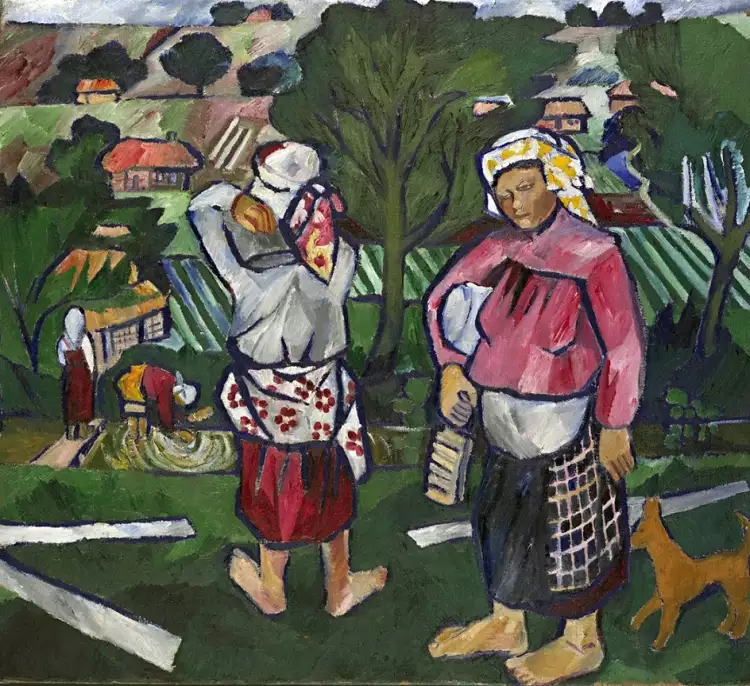 Наталья Сергеевна Гончарова. Картина «Мытье холста», 1910