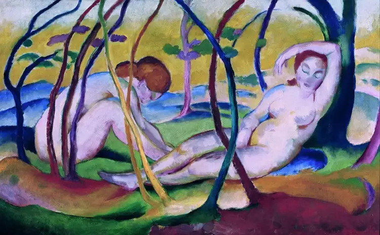 Экспрессионизм. Франц Марк. «Обнаженные под деревьями», 1911 Экспрессионизм. Франц Марк. «Обнаженные под деревьями», 1911