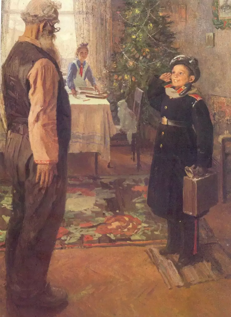 Федор Решетников. Картина «Прибыл на каникулы», 1948