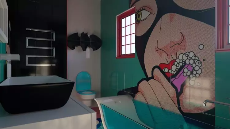 Стиль поп-арт в интерьере. Санузел в стиле поп-арт