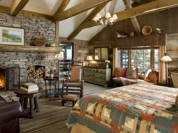 Кантри. Интерьер в стиле кантри, скромная отделка стен, пола и потолка