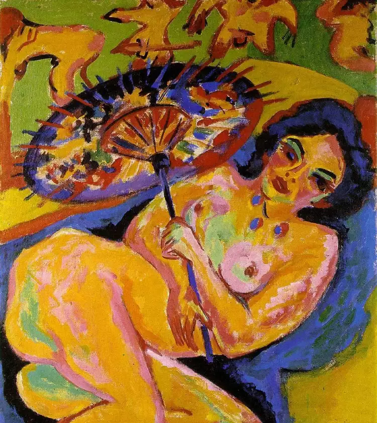 Эрнст Людвиг Кирхнер. «Девушка под японским зонтиком», 1909