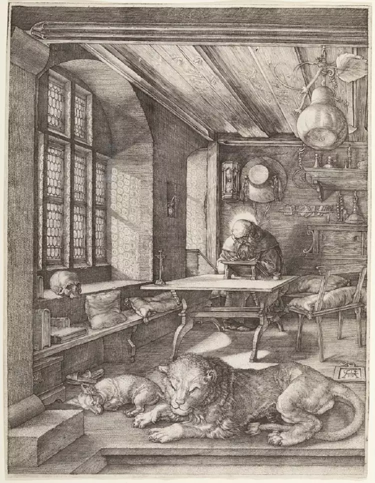 Гравюра. Альбрехт Дюрер. «Святой Иероним в своей мастерской», 1514 Гравюра. Альбрехт Дюрер. «Святой Иероним в своей мастерской», 1514