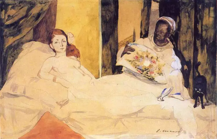 Эдуард Мане. «Олимпия» в технике акварели, 1863 Эдуард Мане. «Олимпия» в технике акварели, 1863