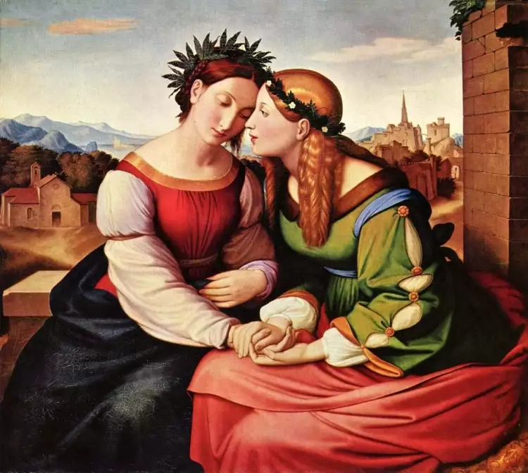 Иоганн Фридрих Овербек. Картина «Италия и Германия», 1811-1828 Иоганн Фридрих Овербек. Картина «Италия и Германия», 1811-1828