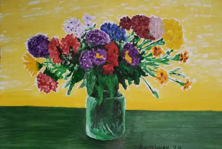 Владимир Щербинин. «Букет на желтом фоне»