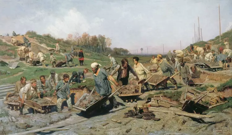 Реализм. Константин Савицкий. Картина «Ремонт железной дороги», 1874 Реализм. Константин Савицкий. Картина «Ремонт железной дороги», 1874