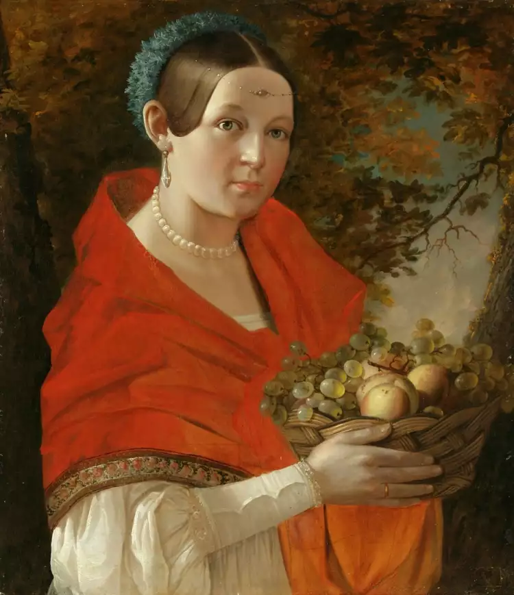 Иван Хруцкий. Картина «Портрет неизвестной с корзиной в руках», 1830-е