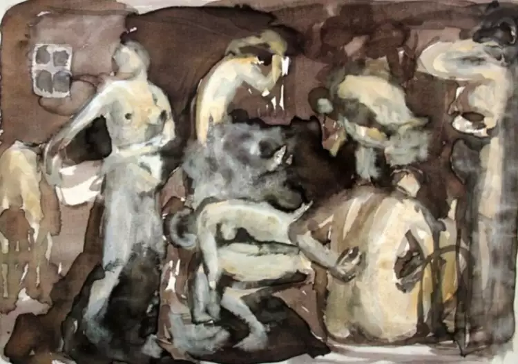 Зинаида Серебрякова. Эскиз «Баня», 1912-1913