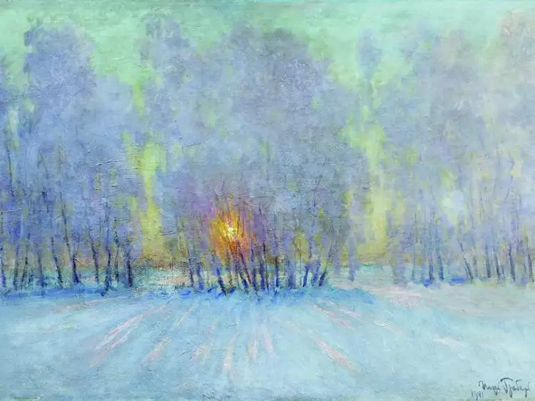 Игорь Грабарь. Картина «Иней. Восход солнца», 1941