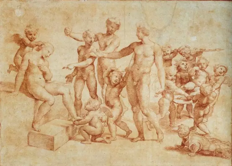 Сангина. Рафаэль Санти. Рисунок «Бракосочетание Александра и Роксаны», XVI век Сангина. Рафаэль Санти. Рисунок «Бракосочетание Александра и Роксаны», XVI век