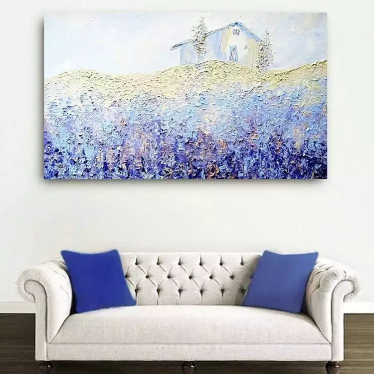 Интерьерные картины. Пейзаж в стиле импрессионизма над диваном в гостиной Интерьерные картины. Пейзаж в стиле импрессионизма над диваном в гостиной