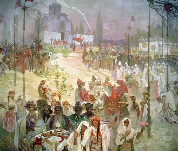 Альфонс Муха. «Славянский цикл № 6. Коронация сербского царя Штепана Душана», 1926