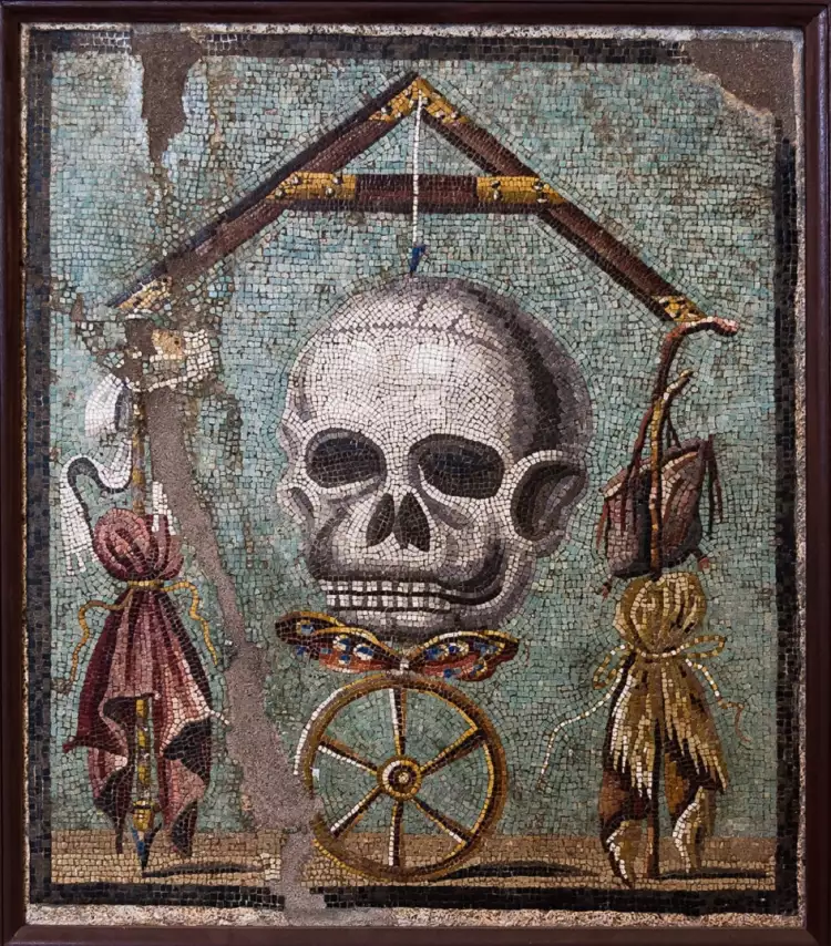 Vanité. Mosaïque romaine antique Memento mori, 1er siècle avant J.-C. Vanité. Mosaïque romaine antique Memento mori, 1er siècle avant J.-C.