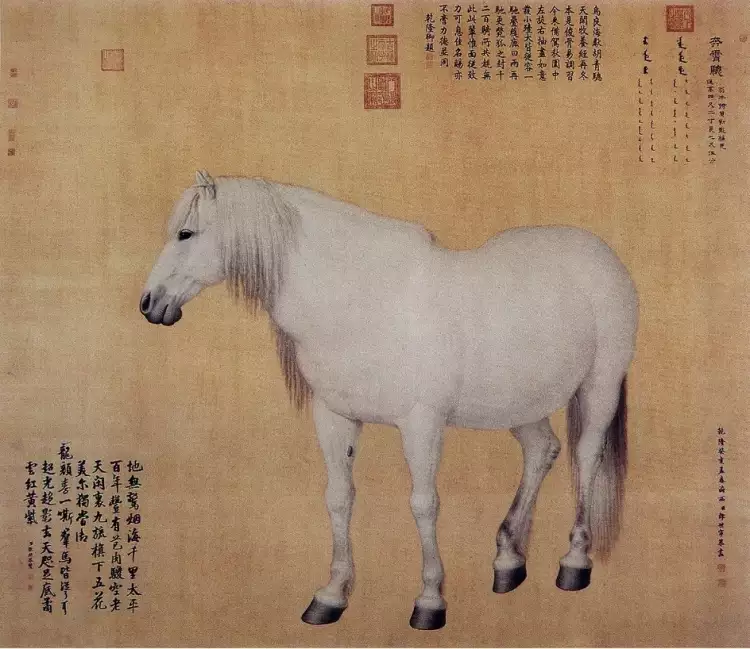 Искусство Китая династии Цин. Джузеппе Кастильоне. Картина «Бэньсяоцун» из серии «Десять коней», 1743