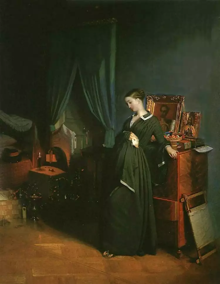 Павел Федотов. Картина «Вдовушка», 1852 Павел Федотов. Картина «Вдовушка», 1852