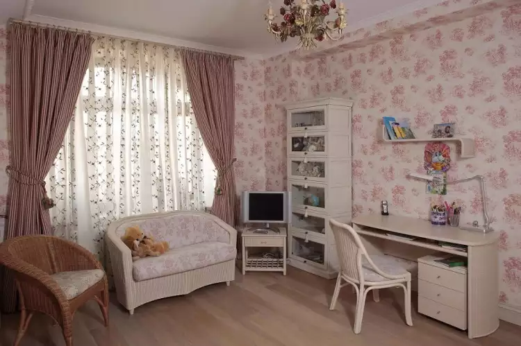 Прованс. Интерьер детской в бежевых тонах в стиле прованс