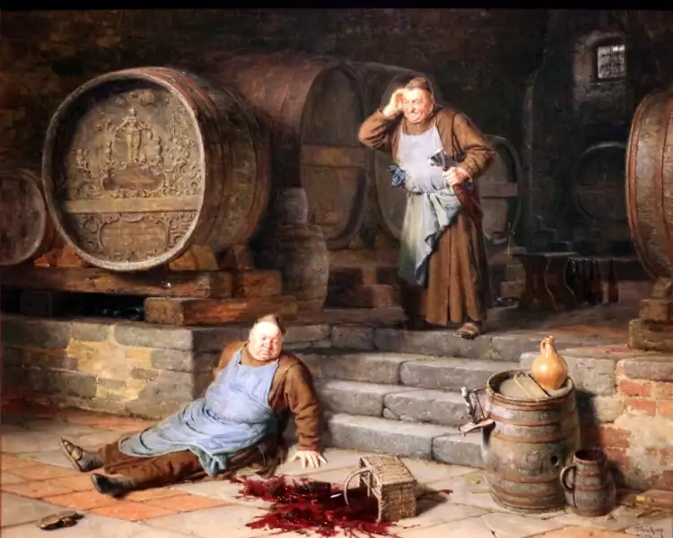 Эдуард фон Грютцнер. Картина «Катастрофа», 1892 Эдуард фон Грютцнер. Картина «Катастрофа», 1892