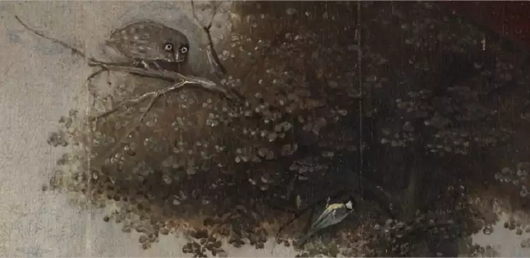 Совы на картинах Босха. Путник. Фрагмент Совы на картинах Босха. Путник. Фрагмент