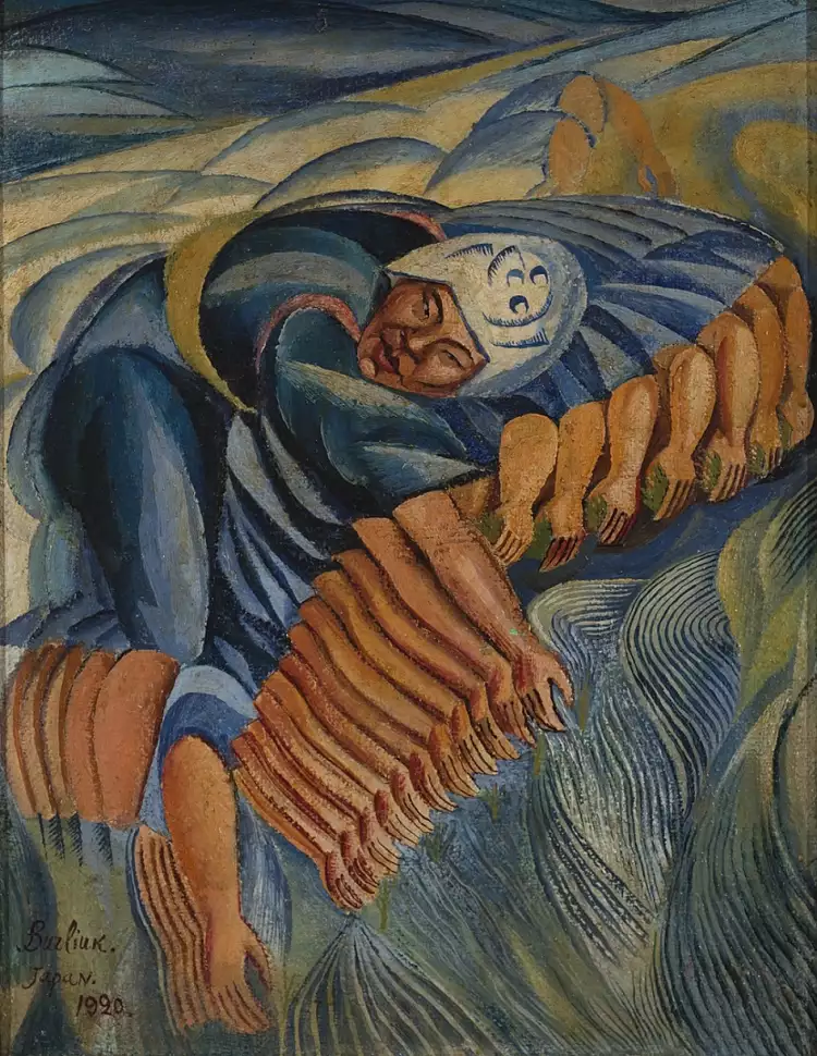 Давид Бурлюк. Картина «Японка, сеющая рис», 1920