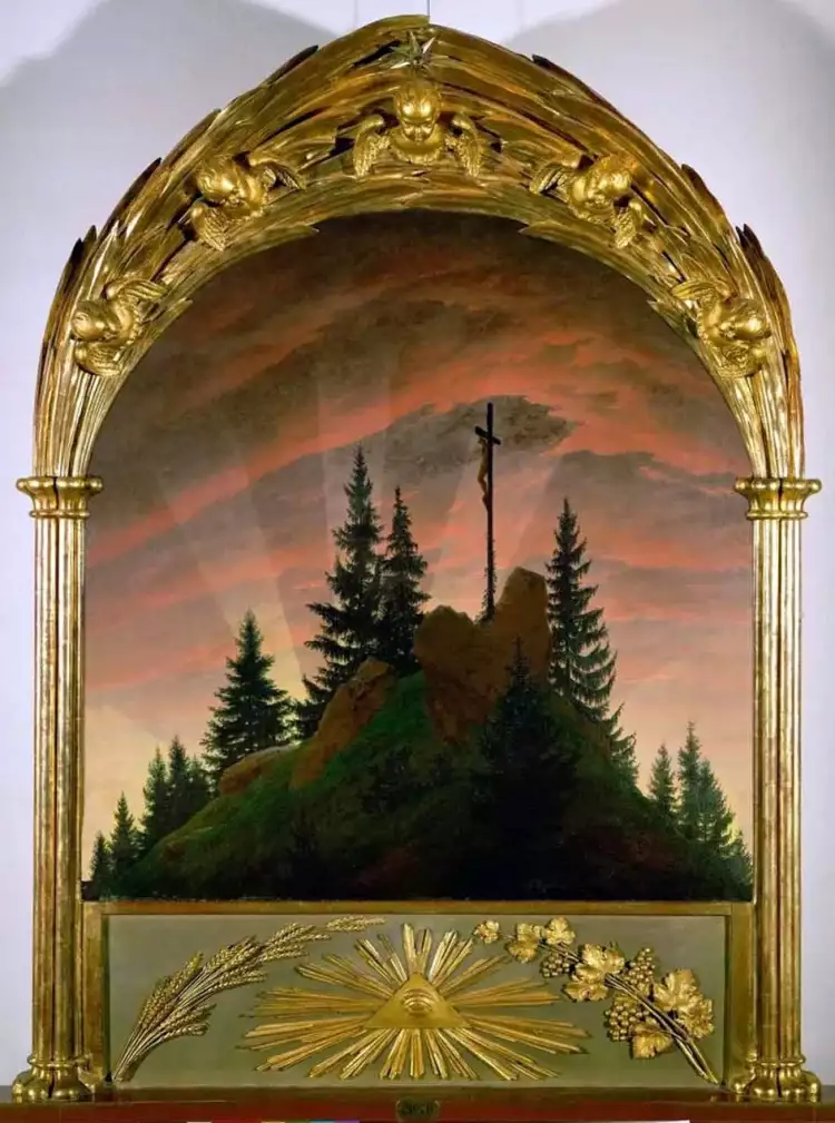 Caspar David Friedrich. Das Gemälde Das Kreuz im Gebirge (Tetschener Altar), 1808 Caspar David Friedrich. Das Gemälde Das Kreuz im Gebirge (Tetschener Altar), 1808