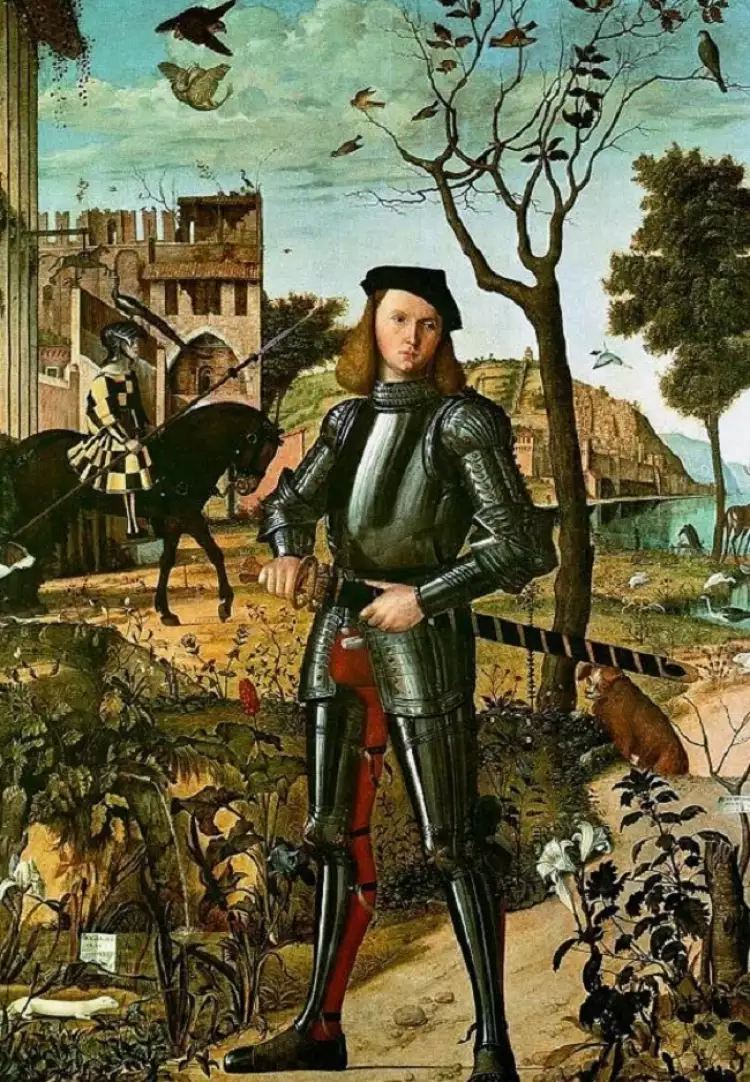Гульфик. Витторе Карпаччо. «Молодой рыцарь на фоне пейзажа»