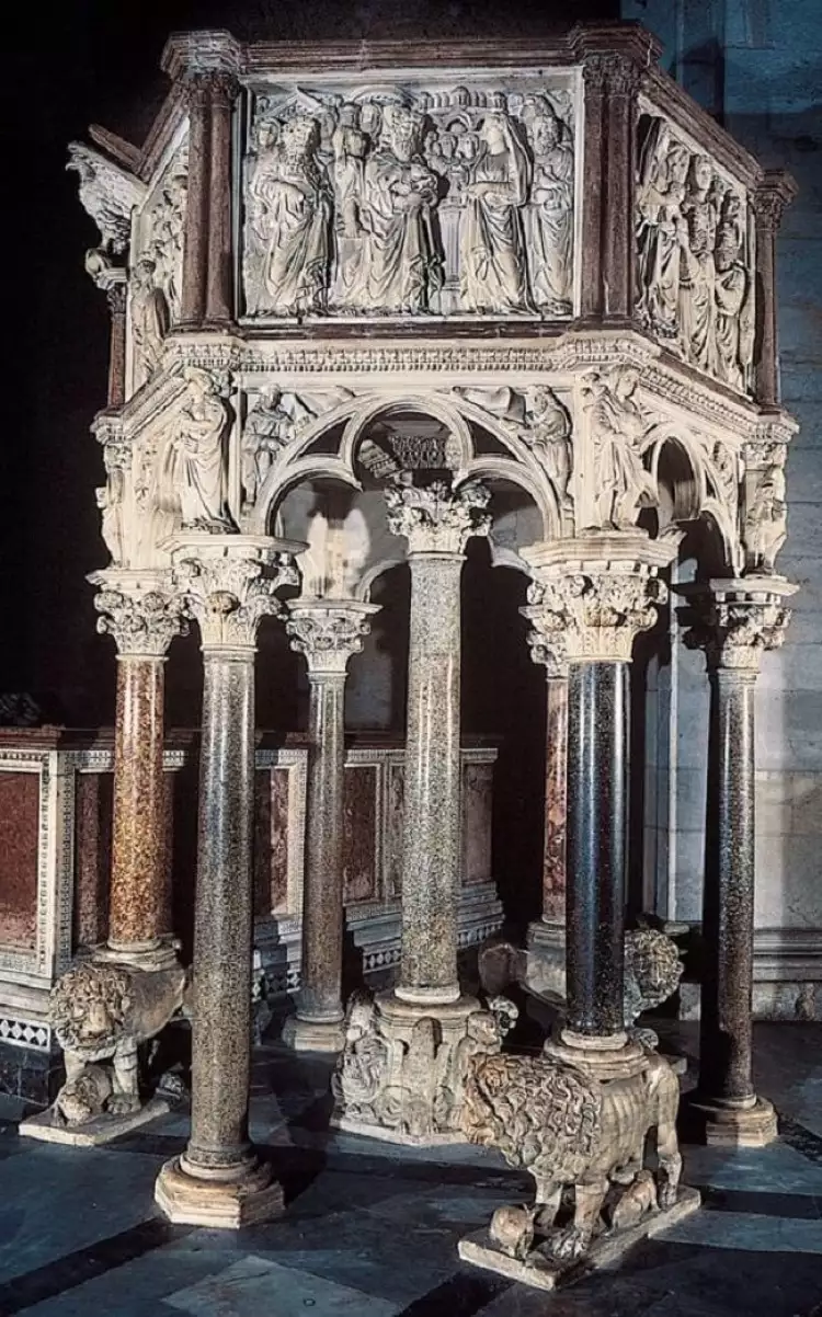 Рождество Христово. Кафедра для бапристерии в Пизе