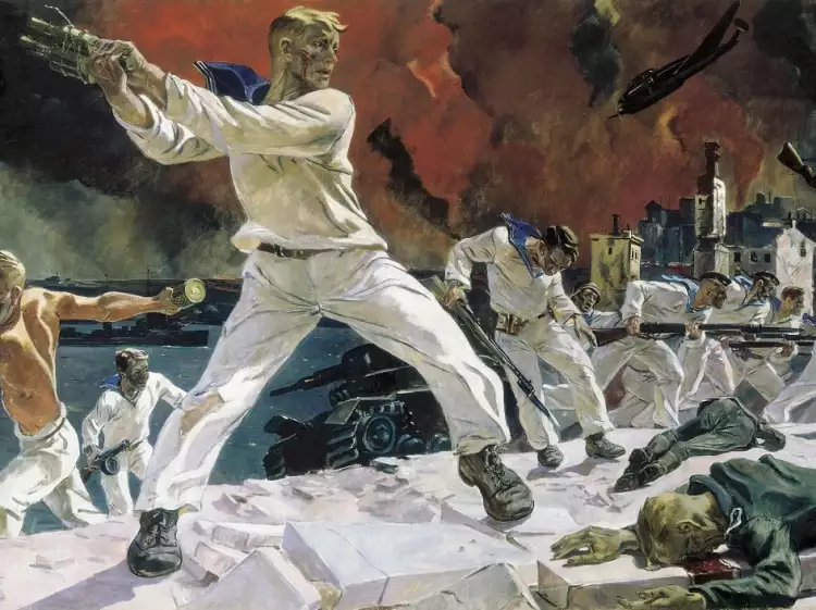 Батальный жанр. Александр Дейнека. «Оборона Севастополя», 1942 Батальный жанр. Александр Дейнека. «Оборона Севастополя», 1942