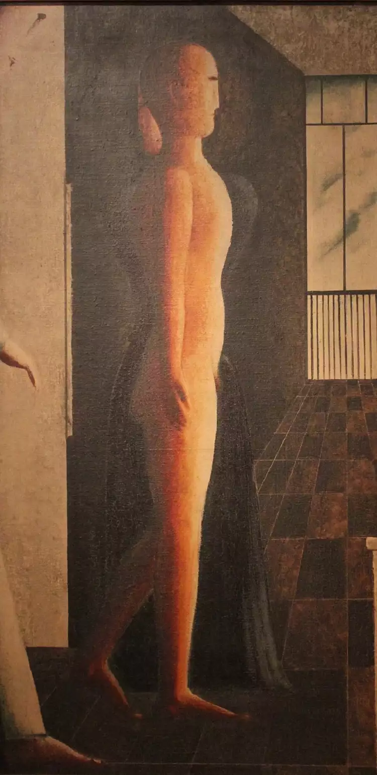 Оскар Шлеммер. Картина «Обнаженный, женщина и приближающаяся фигура», 1925