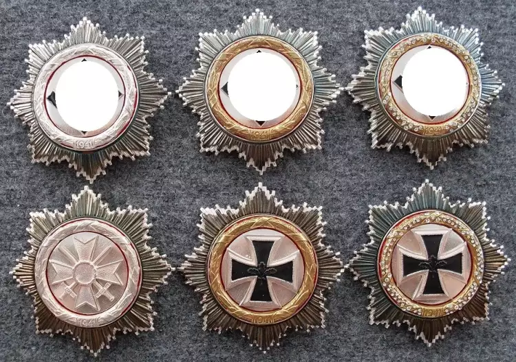 Военные ордена Немецкого креста в серебре, золоте и с бриллиантовой отделкой