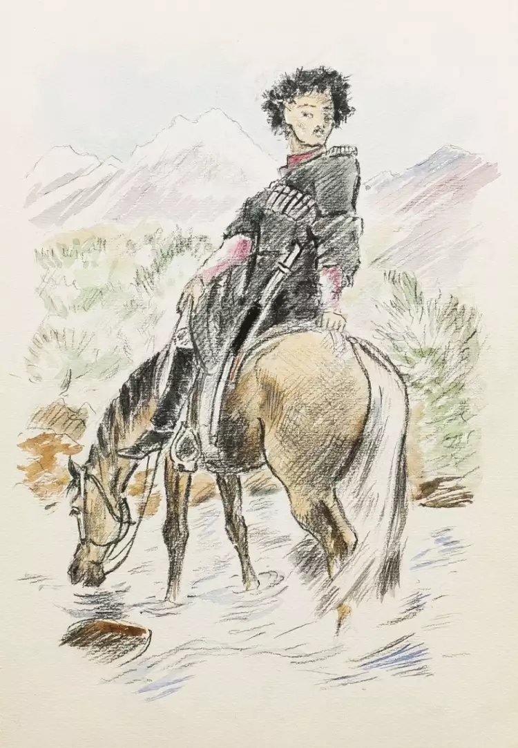 Николай Тырса. Иллюстрация «Через реку», 1940-е