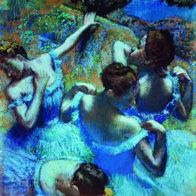 Pastell. Edgar Degas. Die blauen Tänzerinnen, 1887 Pastell. Edgar Degas. Die blauen Tänzerinnen, 1887