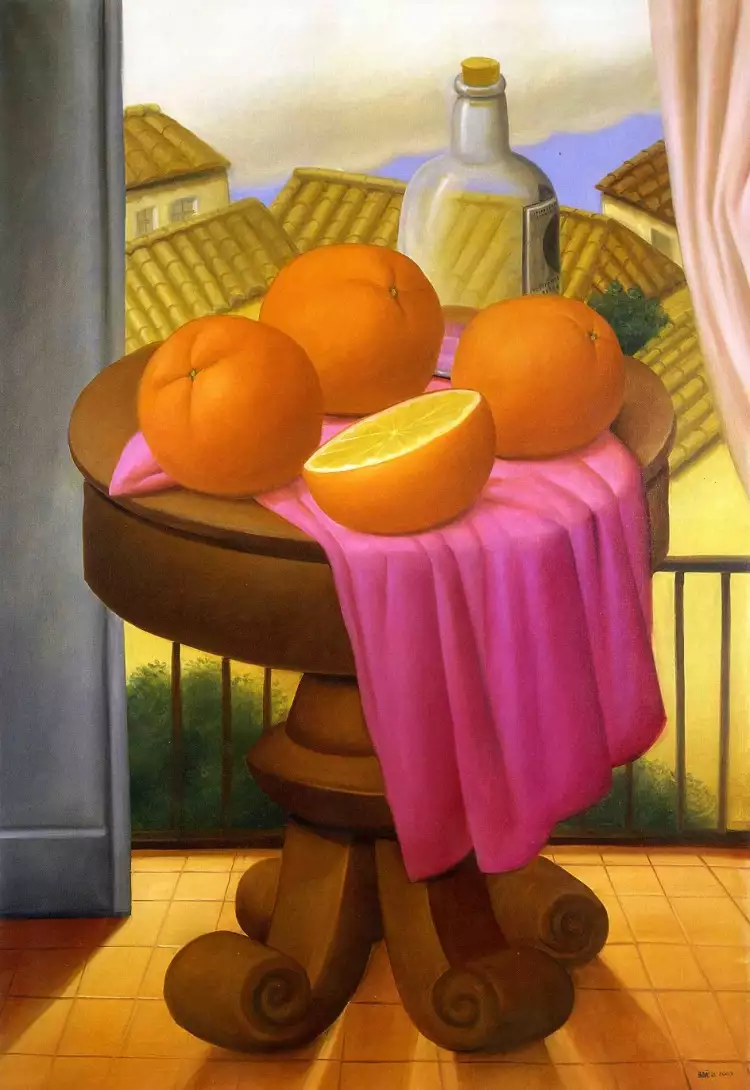 Fernando Botero. Stilleben vor einem Balkon, 2000 Fernando Botero. Stilleben vor einem Balkon, 2000