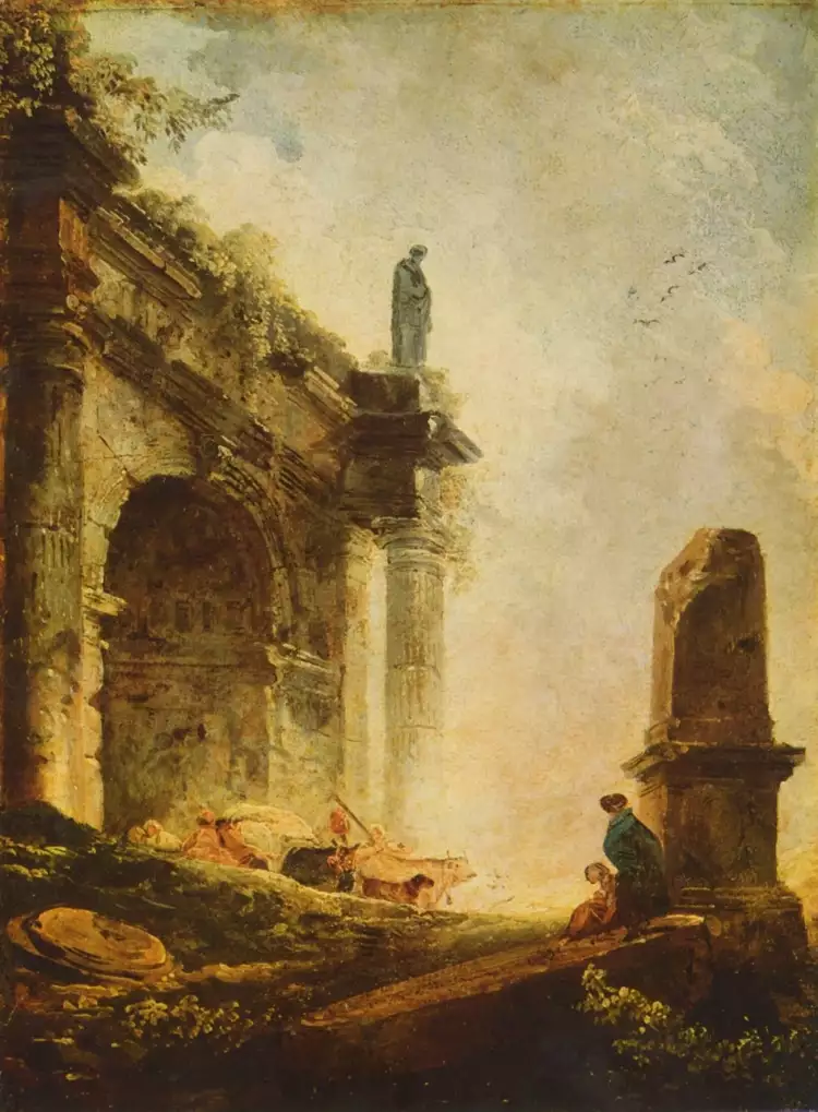 Каприччио. Юбер Робер. Картина «Античные руины», 1765 Каприччио. Юбер Робер. Картина «Античные руины», 1765