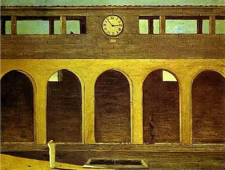 Метафизическая живопись. Джорджо де Кирико. Картина «Загадка часа», 1911 Метафизическая живопись. Джорджо де Кирико. Картина «Загадка часа», 1911