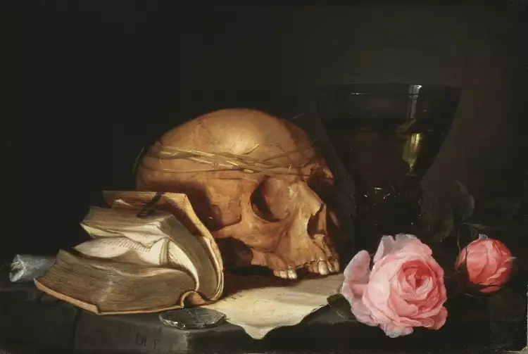 Vanité. Jan Davidsz de Heem. Vanité avec crâne, livre et roses, 1630 Vanité. Jan Davidsz de Heem. Vanité avec crâne, livre et roses, 1630