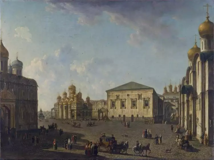 Федор Алексеев. Картина «Площадь перед Успенским собором в Московском Кремле», 1800