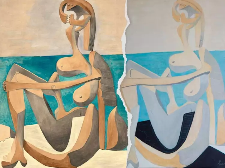 Подлинник слева