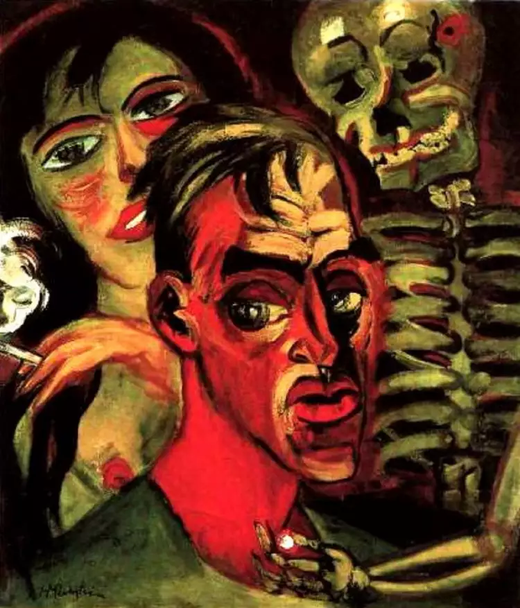 Макс Пехштейн. «Автопортрет со смертью», 1920